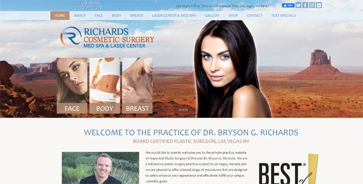 New Cosmetic Surgery Website Design for Las Vegas Plastic Surgeon Dr. Richards