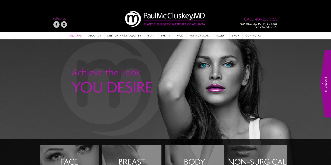 New website design for the Plastic Surgery Institute of Atlanta, GA