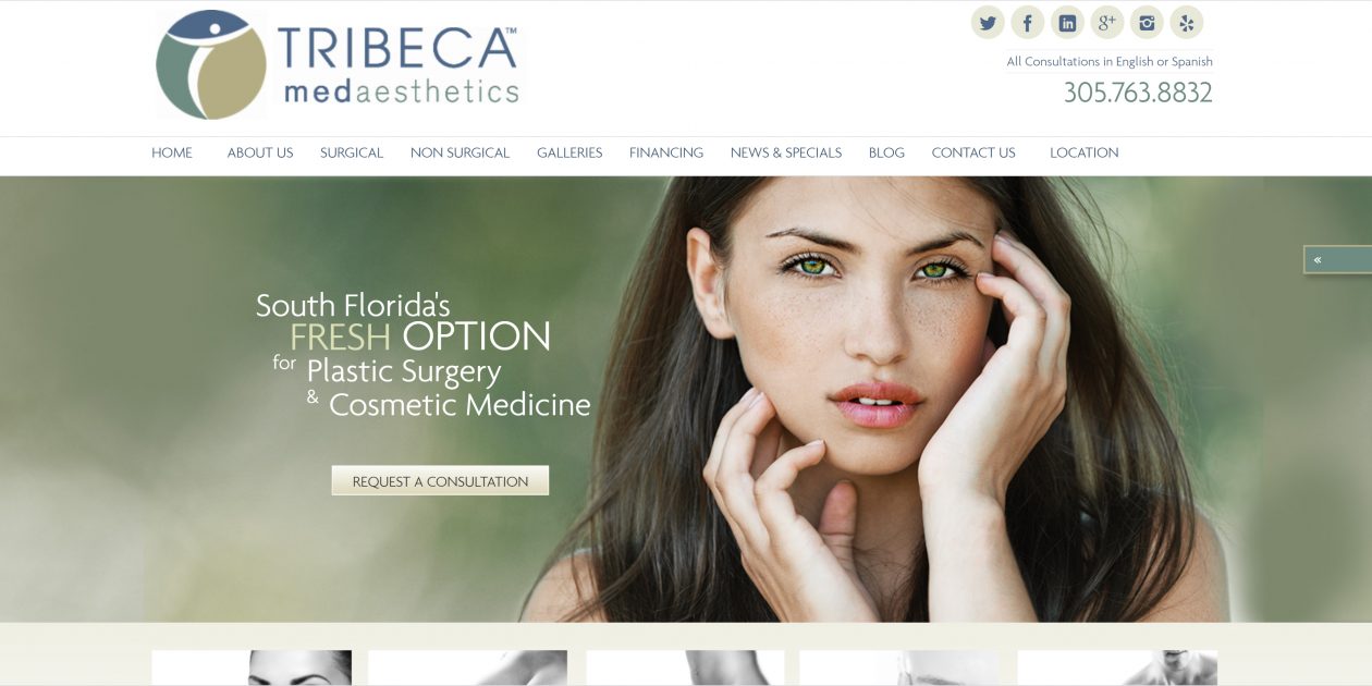 New Website Design for Miami Beach, FL Med Spa Tribeca Medaesthetics