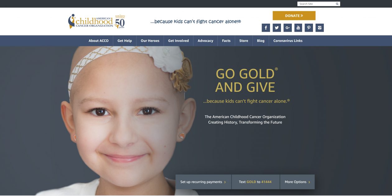 New Website Design for the Non-profit American Childhood Cancer Organization (ACCO)