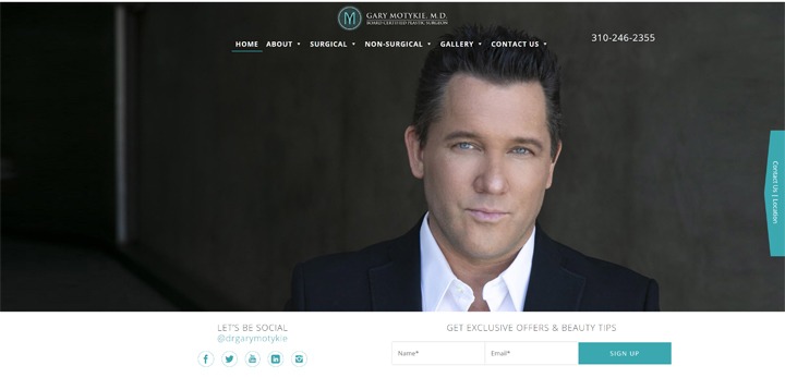 New Website Design for Beverly Hills, CA Plastic Surgeon Dr. Gary Motykie