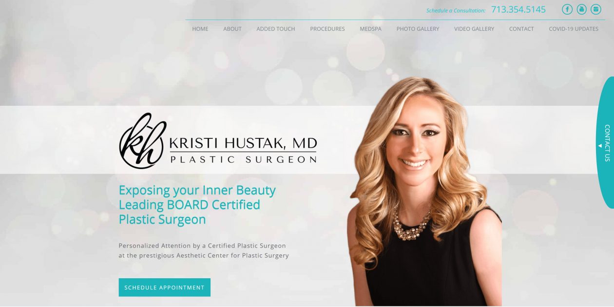 New Website Design for Houston, Texas Plastic Surgeon Dr. Kristi Hustak