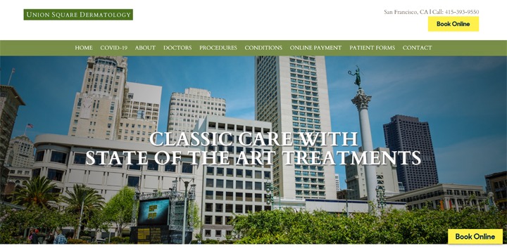 New Medical Website Design for San Francisco, CA Union Square Dermatology