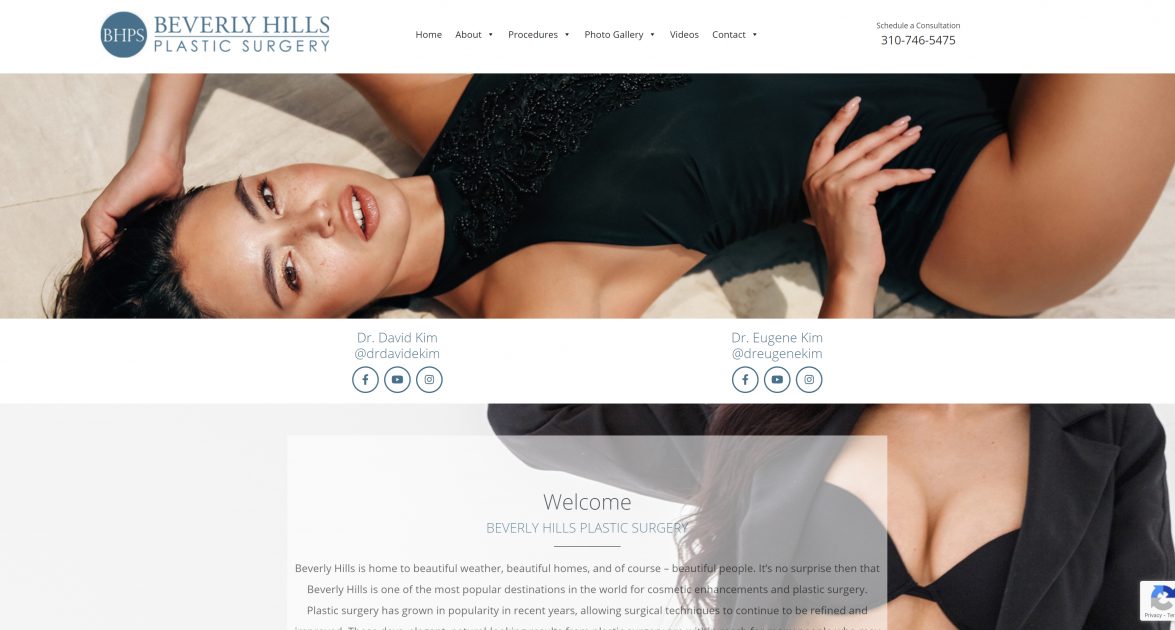 Medical Website Design for Beverly Hills Plastic Surgery, Dr. David Kim